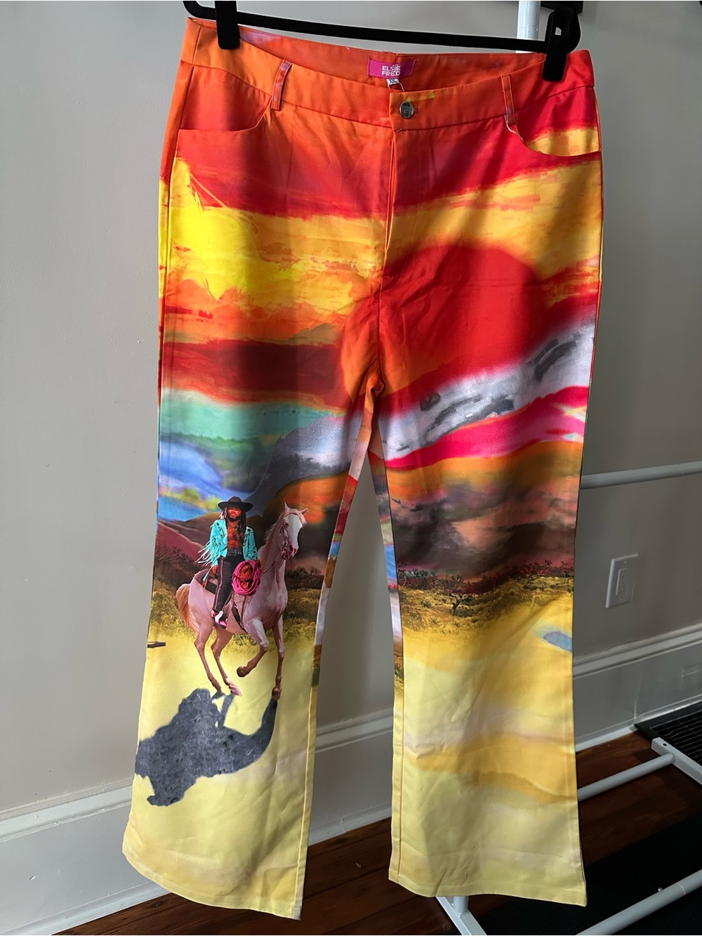 Elsie & Fred Women’s Flair Pants Multicolor Graphic Western Cowboy XXL NWT